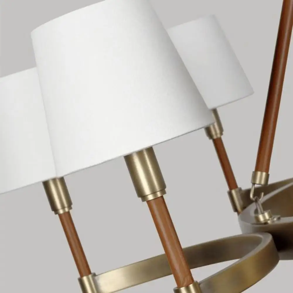Lampadario con paralume in tessuto di lusso americano con lampada da parete singola coordinata Lustro dimmerabile con finitura in ferro, ottone e nichel
