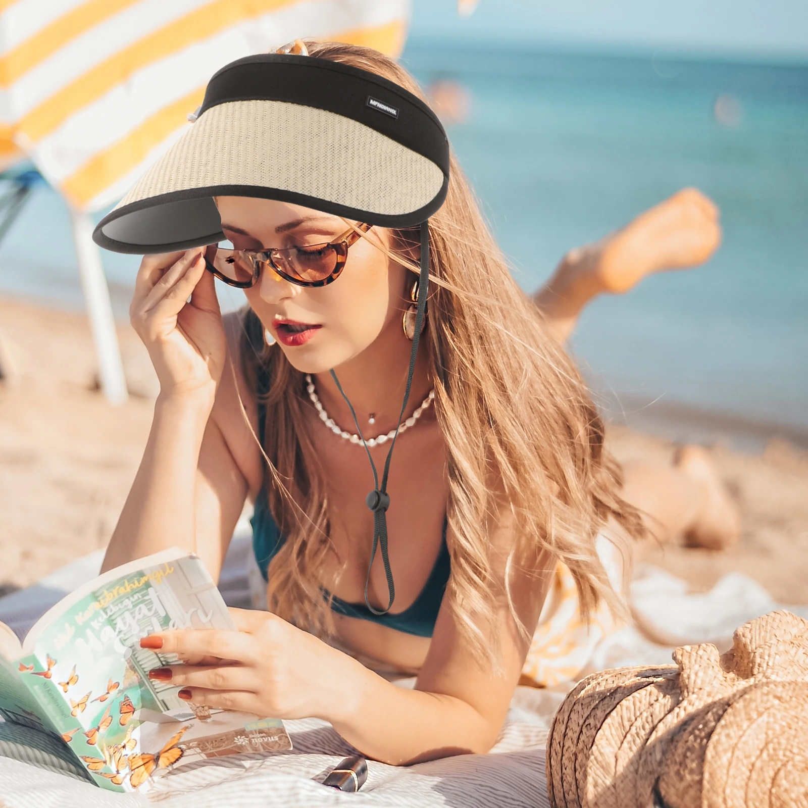 

Straw Woven Sun Hat Summer Beach Wide Brim Portable Hats Women Sun Protection Casual Vacation Outdoors Photoshoot Gifts
