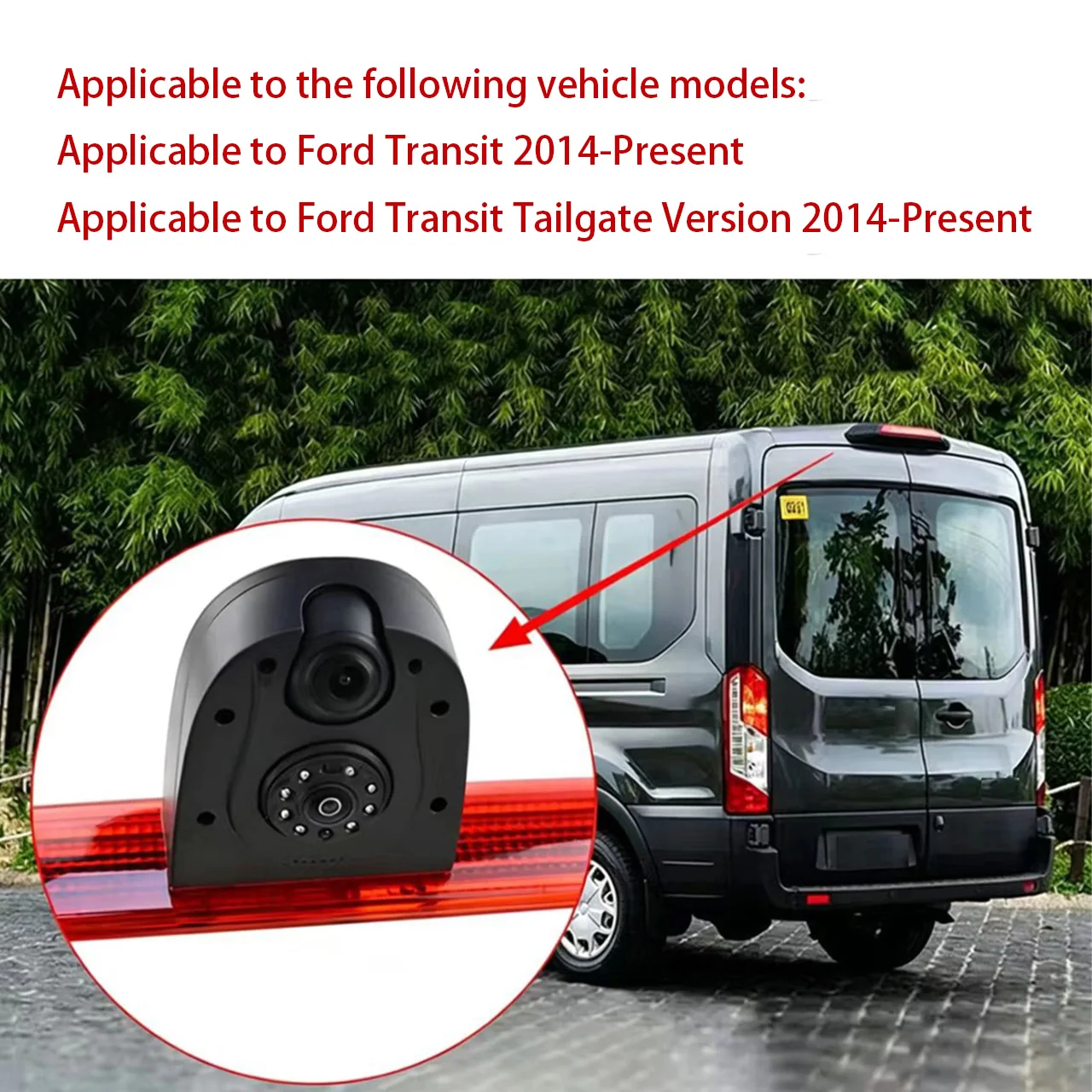 Brake Light Reversing Camera Monitor Kit Dual Lens HD Night Vision Applicable to Ford Transit 350 MK8 (2014-Present) Van
