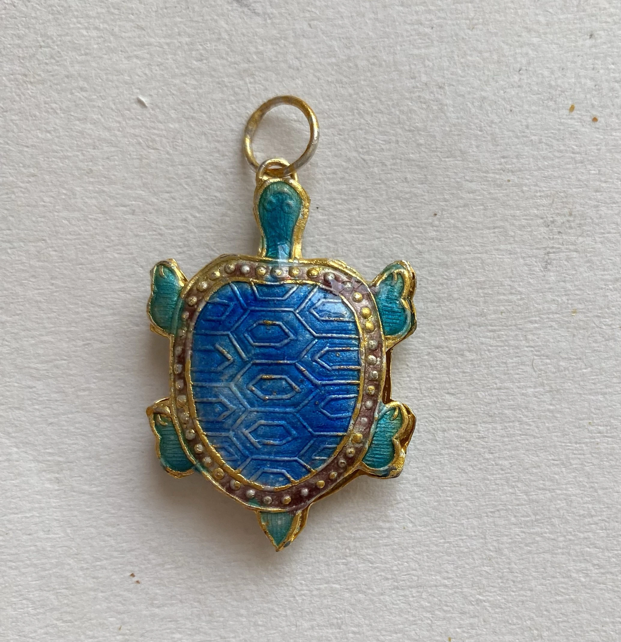 

10pcs Cute Handmade Little Turtle Pendants DIY Necklace Earrings Charms Chinese Traditional Cloisonne Enamel Animal Accessorie