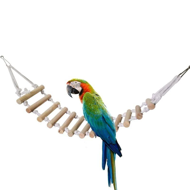 

Bird Swing Perch Natural Ladder Rope Bridge Stand Toy Cage Accessories, for Medium Parrots 45cm Long Easy to Install