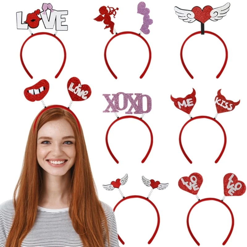 M2EA ปาร์ตี้ Hairband น่ารักวาเลนไทน์ Bando Merah Bachelorette Party Props ฉลอง Party Headdress อุปกรณ์เสริม