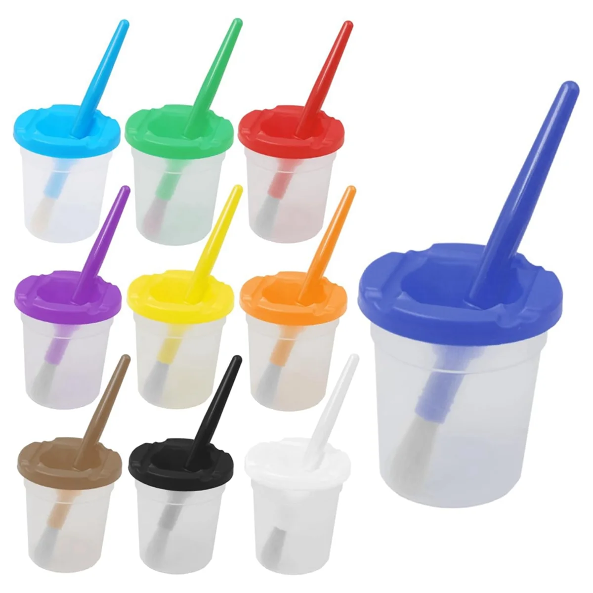 10Pcs Paint Cups with Lids for Kids, Spill Proof Learning Color Cups for Artist