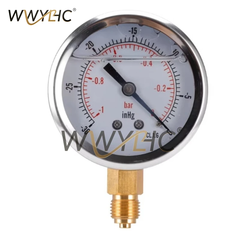 1/4 BSP Bottom Compound Pressure Vacuum Gauge Glycerine Filled 68mm -1/+10 Bar & -30-150inhg/psi