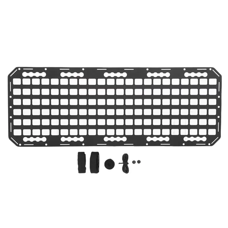 Truck Bed Molle Panel Rack 883x330x2mm Vehicle Modular Storage Panel for Truck Car RV with Touch Fastener Straps Elastic