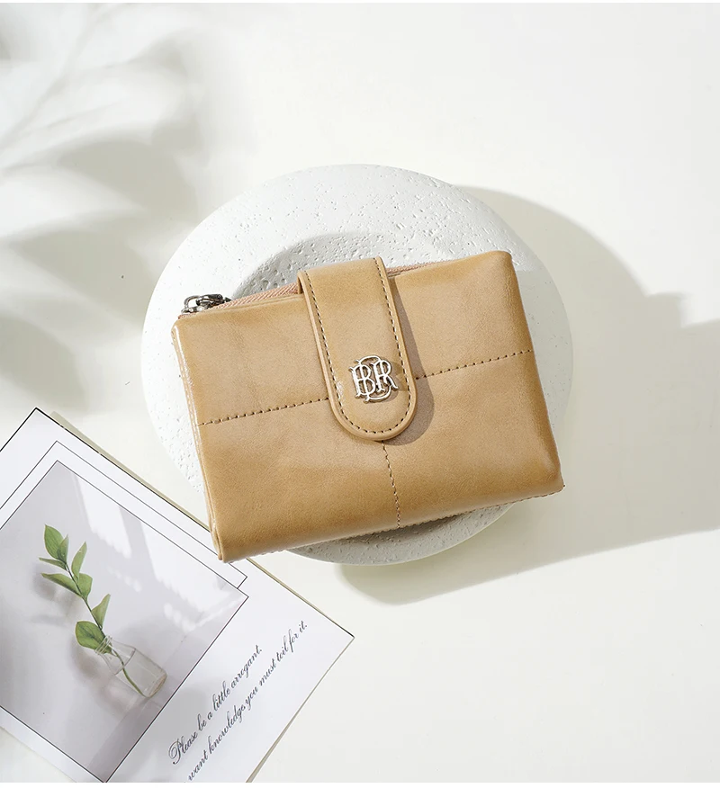 Baellerry Geldbörsen aus PU-Leder mit Metallknöpfen für Damen, einfarbig, modische kurze Geldbörsen, weibliche Tasche mit großem Fassungsvermögen und Kartenfächern – Detail 17