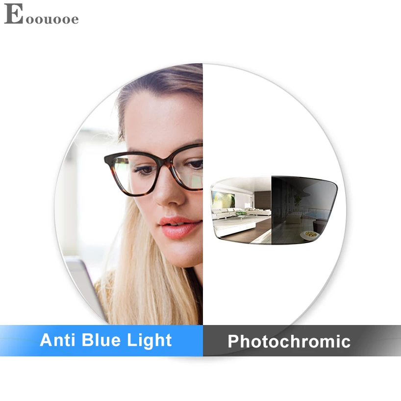 Filter Blue Light Photochromic Gray Lens 1.56 Index 1.61 1.67 Myopia Presbyopia Eyeglasses Reading Prescription Computer Gafas