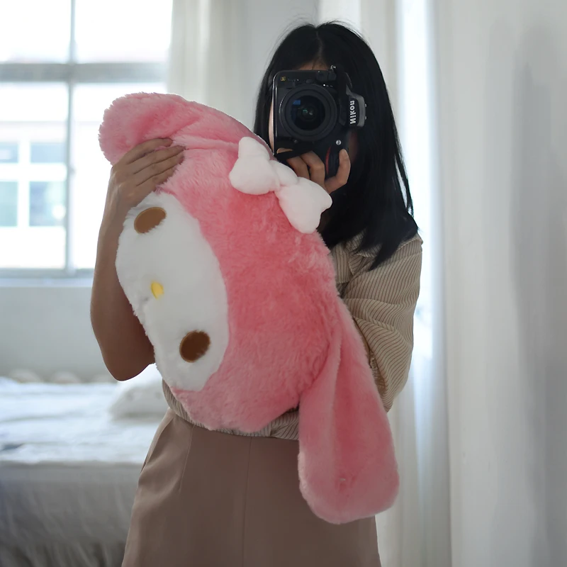 Sanrio My Melody-juguete de peluche My Melody, almohada de abrazo encantadora, cojín trasero cómodo, almohada de peluche suave, regalo de Navidad