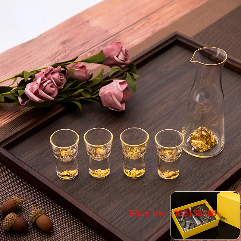 Klein Blue Mountain Crystal Shot Glasses Set Japan Style Wine Glass Set 1 Pcs Decanter 4 Shot Cup Vodka Spirit Bullet Glass Set