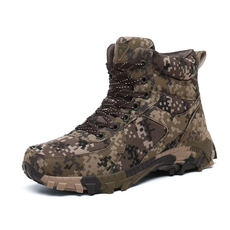 Camouflage Outdoor Men Winter Woolen Tactical Sneakers Short Plush High Top Shoes Fur Warm Trekking Hiking Platform Snow Boots