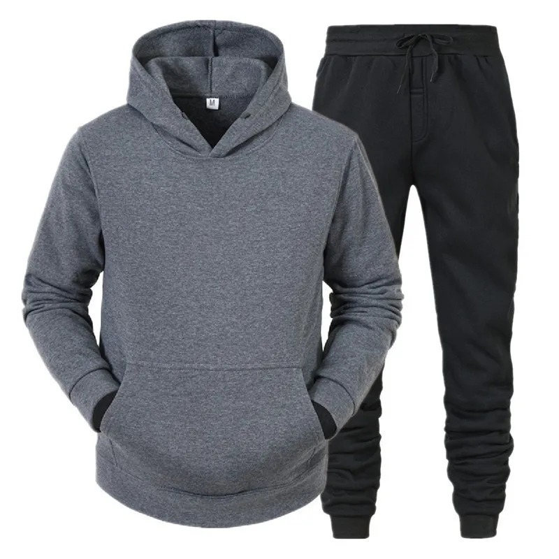 2024 NEW Men's Autumn and Winter New Solid Color Hoodie+pants Two-piece Set Fashionable Casual Sports Set Size S-4XL