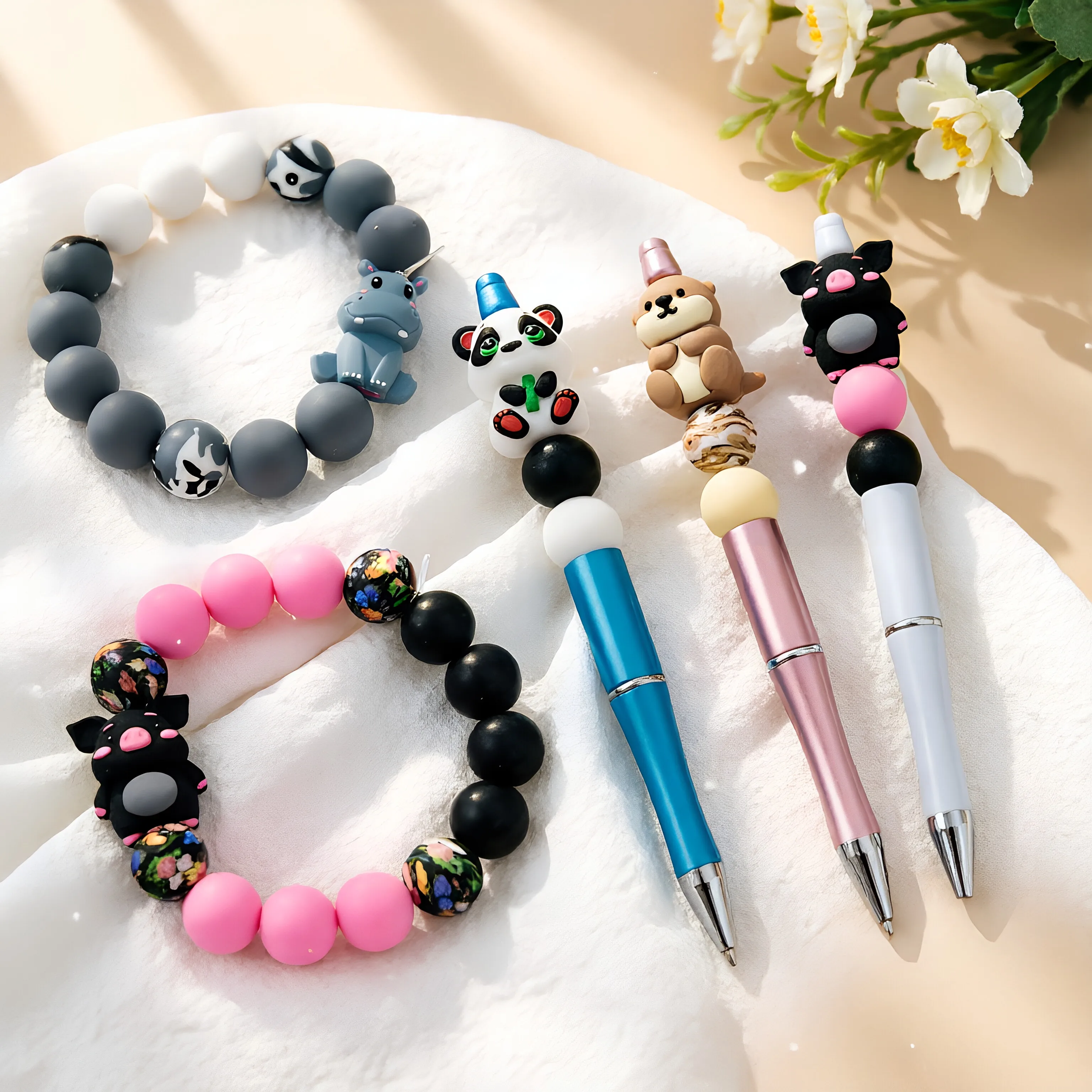 31/75-teiliges 3D-Tierkombinations-Silikonperlen-Set für DIY-Halsketten, Armbänder, Dekorationen, Stifte, Schmuckanhänger usw. Geburtstagsgeschenk für die Feiertage – Detail 5