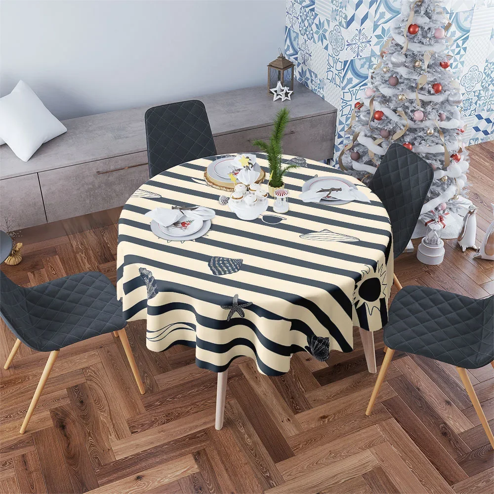 1 piece of 2D flat tablecloth. Ocean pattern tablecloth, easy-to-clean festive table cover, multi-functional home decoration.xzj