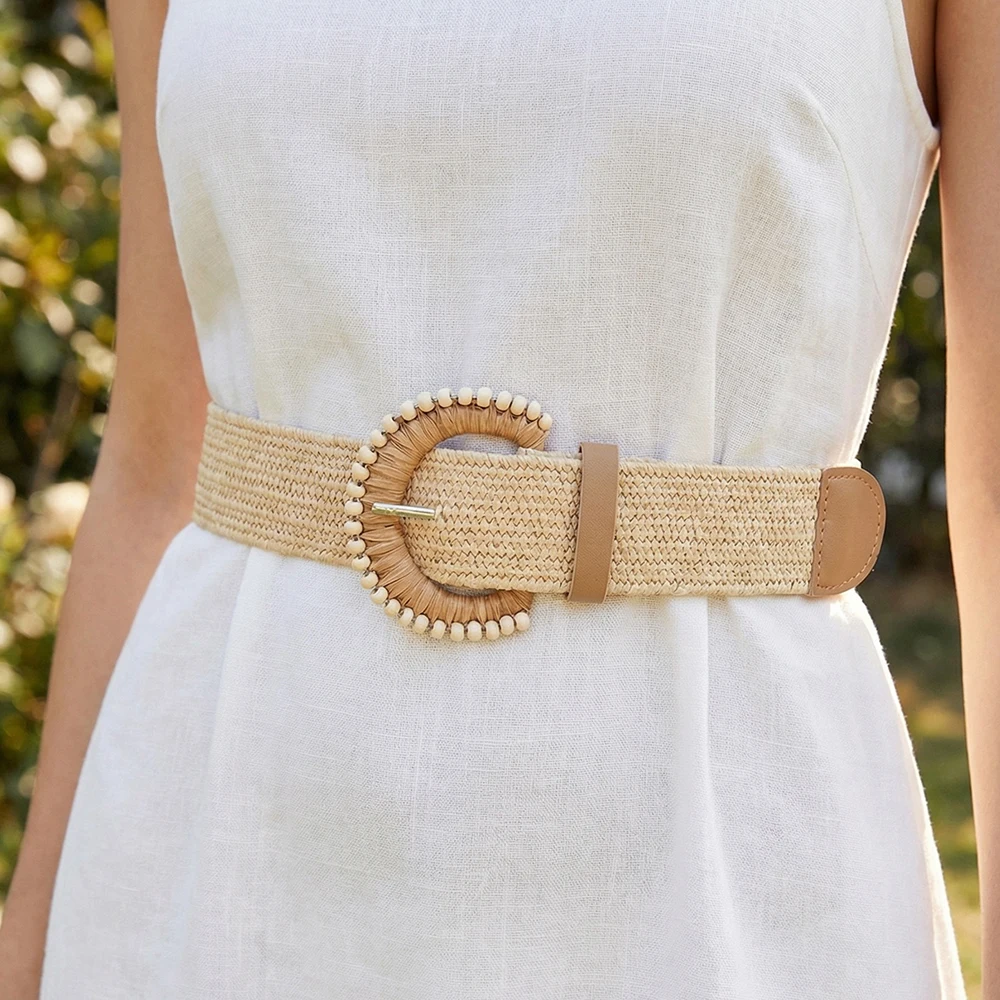 

Fashion Retro Women's Elastic Braided Belt Trendy Women's Bohemian Style Summer Beach Belt Simple Women's Clothing Accessories