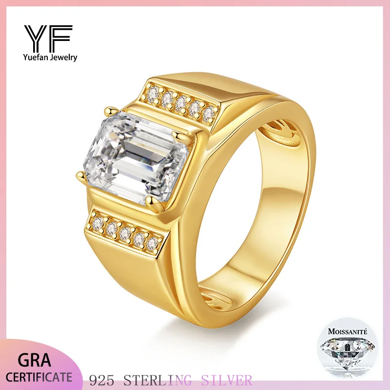 

Кольцо из стерлингового серебра 925 пробы с 3 каратами изумрудной огранки с муассанитом и сверкающим муассанитом, обручальное и обручальное кольцо, юбилейная свадьба