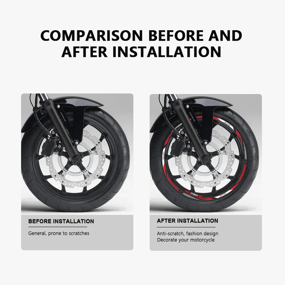 Motorcycle Wheel Sticker Waterproof Hub Decal Rim Stripe Tape 17 Inches for Honda NC750X NC750 NC 750 X 750X 2014-2023 2020 2022