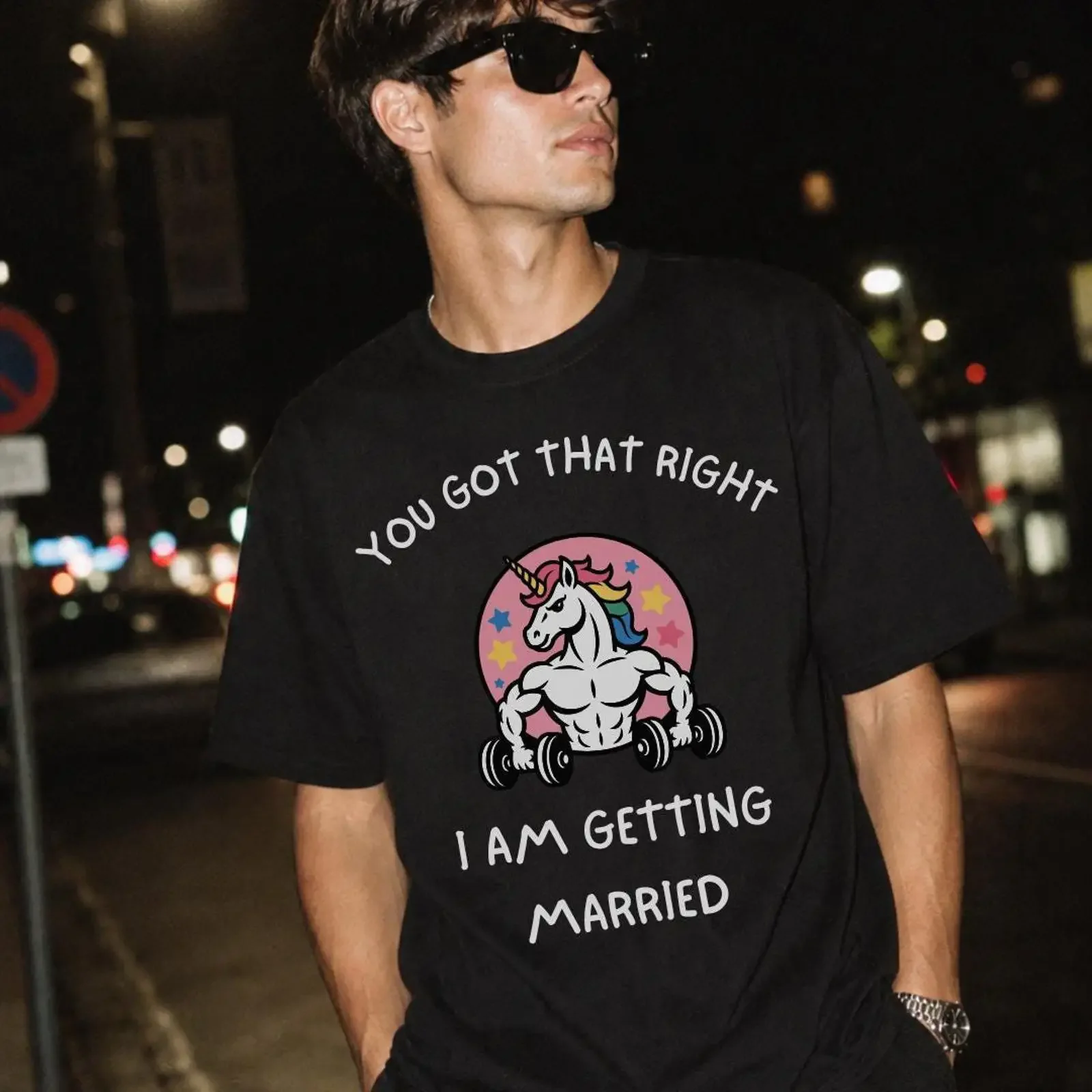 Funny Groom Muscle Unicorn T shirt You Got That Right I Am Getting Married Bachelor Party Stag Weekend Squad Top vintage Soft