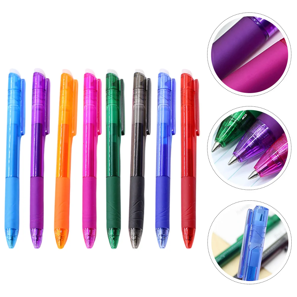 

8Pcs Gel Ink Erasable Pens Colored 0.5mm Fine Point for Students Office Quick Dry Writing Pen Bulk Note Taking Set