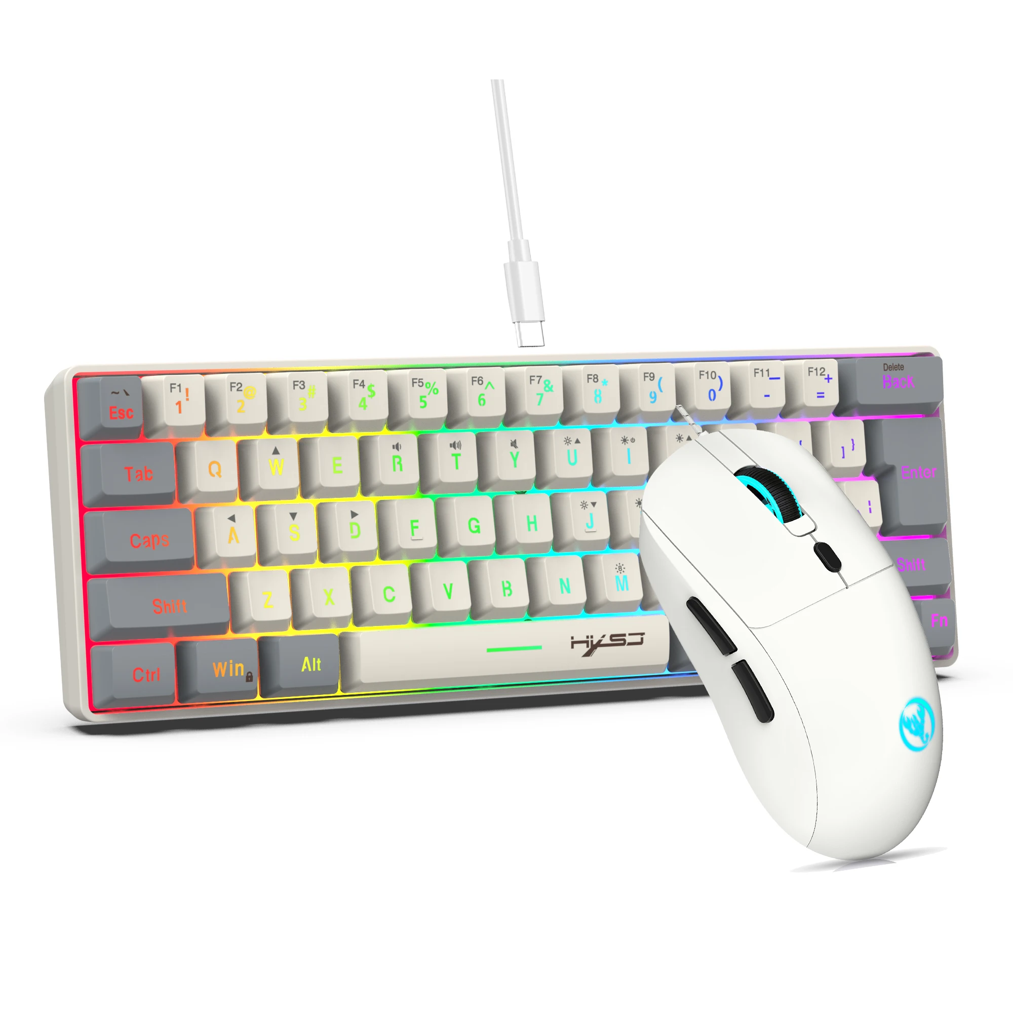 

Best selling HXSJ mini gaming keyboard and mouse set 60 percent ergonomic RGB game laptop combos for desktop computer typist