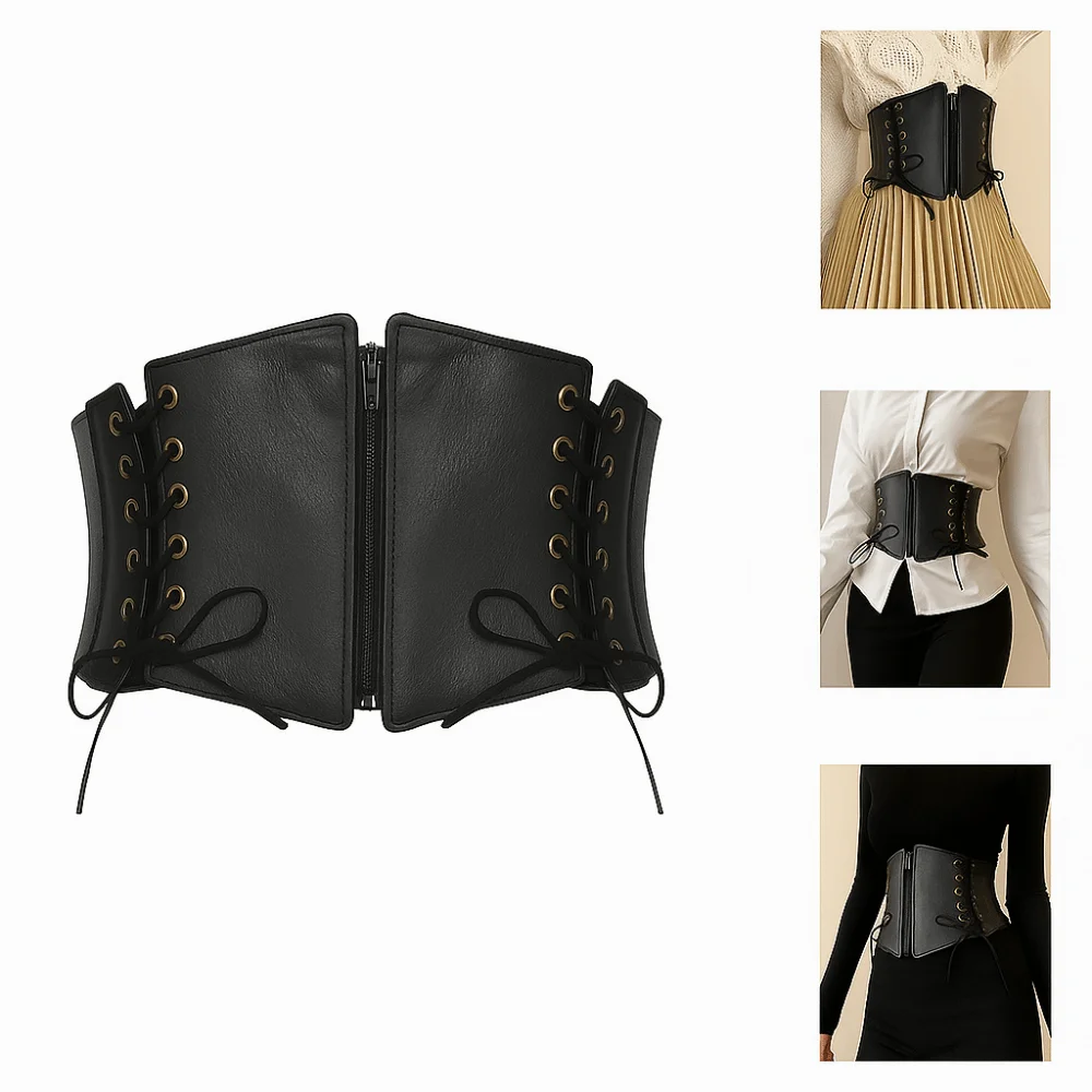 حزام خصر مرن على الموضة، أحزمة واسعة متعددة الاستخدامات، حزام مشد من الجلد الصناعي، أزياء نسائية