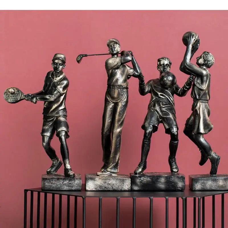 

Creativity Sculpture Resin Crafts Ornaments Basketball Golf Boy Sports Figure Modern Home Decoration Accessories