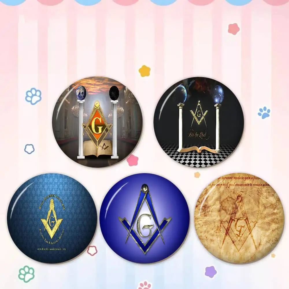 Masonic Lodge Freemasonry Logo 32/44/58MM Customizable Button Pins Cute Funny Creative Badge Jewelry Decor Gifts for Friends