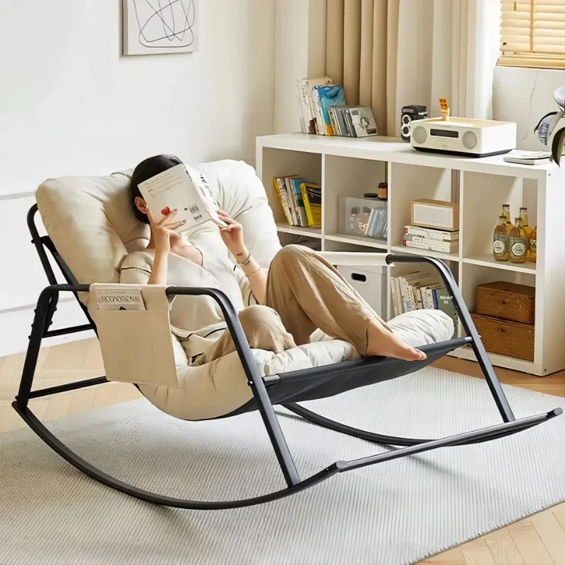 Light luxury modern simple metal living room rocking chair reclining chair foldable nap sofa lazy