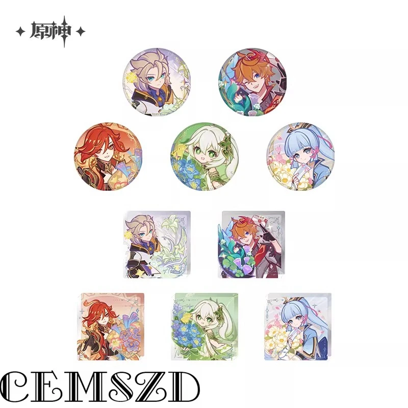 

[Genuine] Tartaglia Badge Ornament Set Game Genshin Impact Nahida Kamisato Ayaka Albedo Cosplay Brooch Acrylic Square Brick