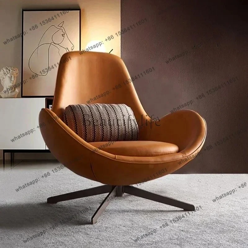 

Modern Armchair Lounge Chair Pu Leather Metal Base Leisure Chair Easy Armchair Swivel