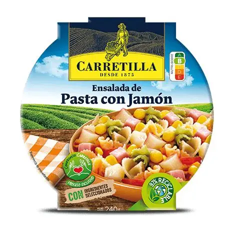 Carretilla Platos preparados, listos para consumir - Ensalada de Pasta con atún, Ensaladilla Rusa, Ensalada de Arroz, Pasta con jamón,  Magro con