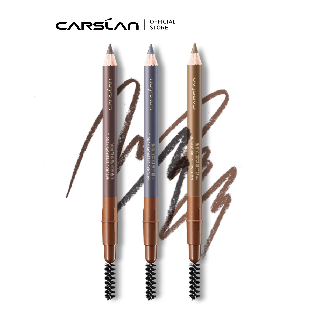 CARSLAN Natural Waterproof Long Lasting Eyebrow Pencil With Eyebrow Brush Sweatproof Eyebrow Tattoo Enhancer Dye Tint Pen Makeup