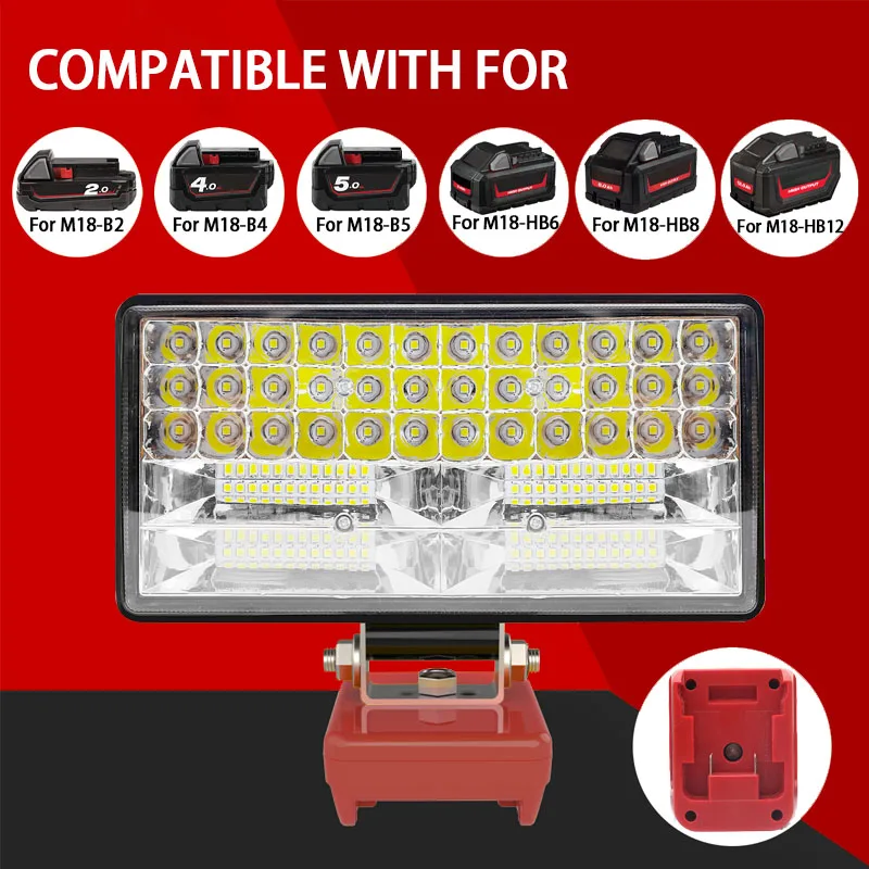 (Without Batteries)Flood Work Light 84LED 5000LM for Milwaukee LED 18V/20V m18 Lithium Battery Light with Low Voltage Protection