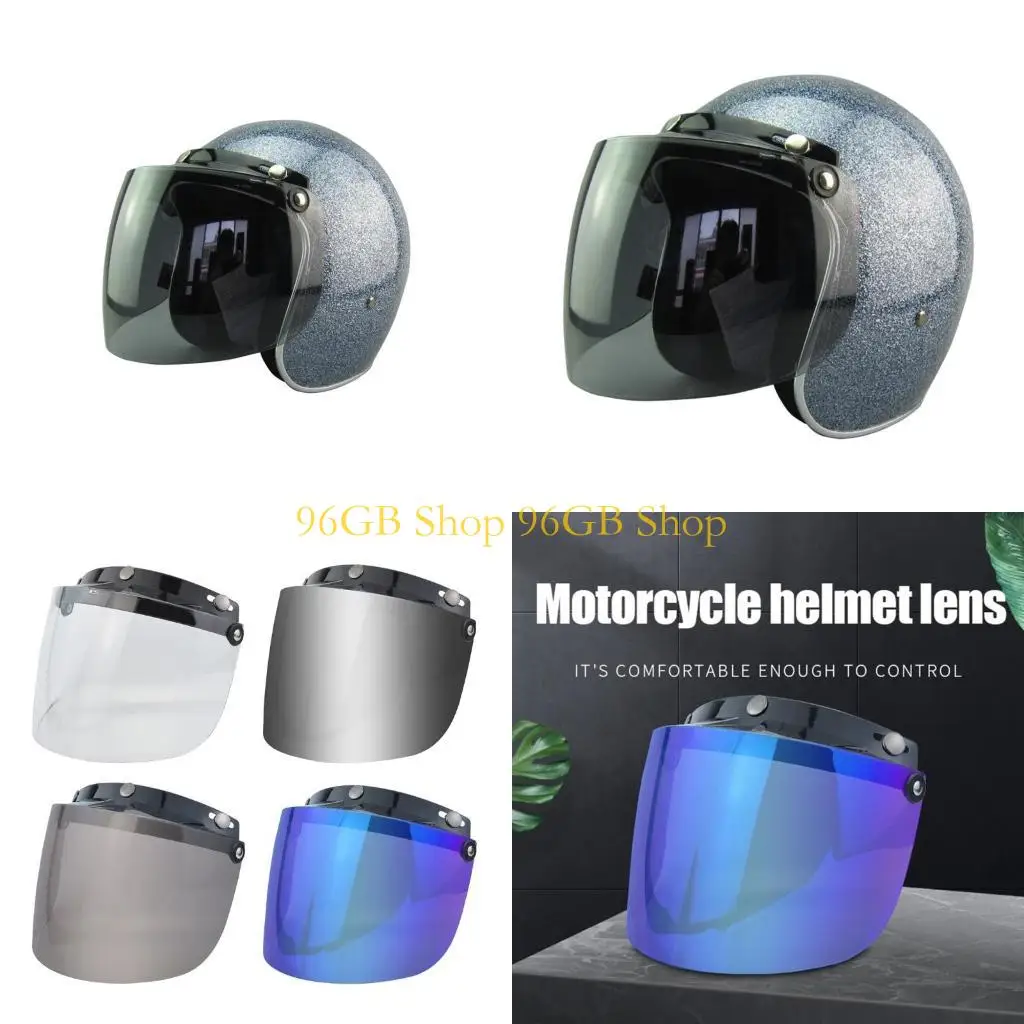 

96GB Motorcycle Helmets RetroSun-Visor Universal Black 3-Snap Motorcycle Sun-Shade