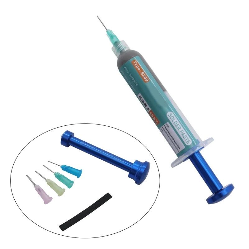 Dispenser di siringhe manuali in lega di alluminio strumento a stantuffo paste di flusso di saldatura Booster per maschera di saldatura UV spingiolio per saldatura a inchiostro