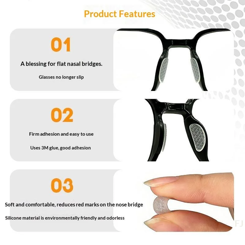 [YU]10Pcs Glasses Anti Slip Silicone Nose Pads, Sunglasses Nose Bridge Patch Lizard Like Texture Design Anti Slip Accessories