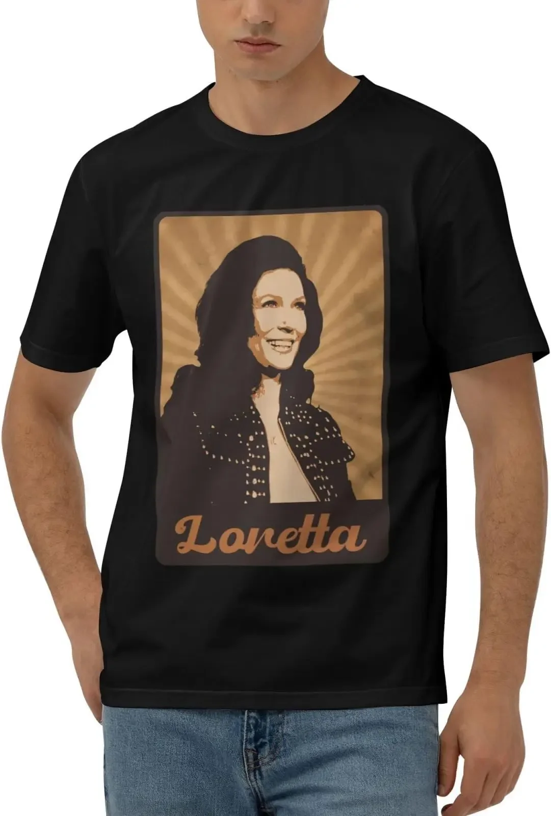 Loretta Music Lynn Shirts for Men Short Sleeve Cotton Tshirts Tees High Quality 100%Cotton Short Sleeve