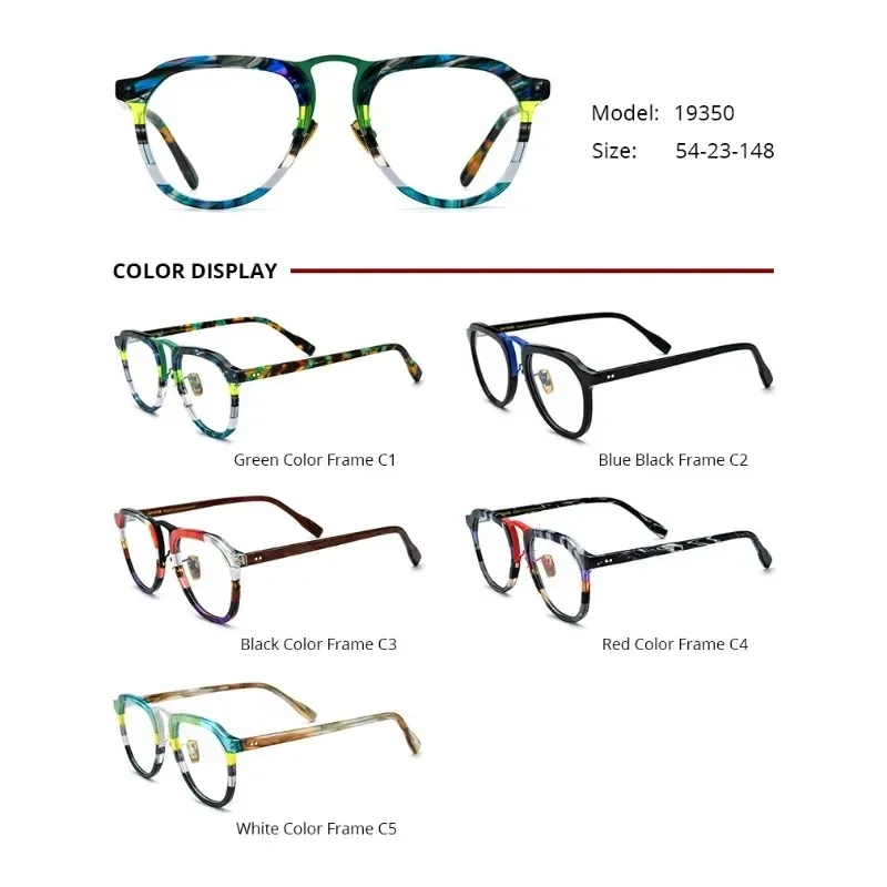 Armação de óculos piloto colorida, emenda de acetato de alta qualidade, masculina, feminina, personalizada, retrô, oval, completa, armação de óculos de prescrição