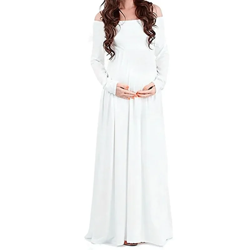 Long Sleeve Maternity Clothes Dresses for Pregnancy Women O-Neck Sexy Dress Pregnant Female Nursing Clothing for Photo Shoot