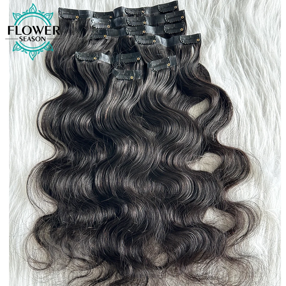 PU Clip ins Extensions de cheveux cheveux humains vague de corps Invisible sans couture pince dans la trame de peau de cheveux humains 120g/7 pièces tête complète pour les femmes