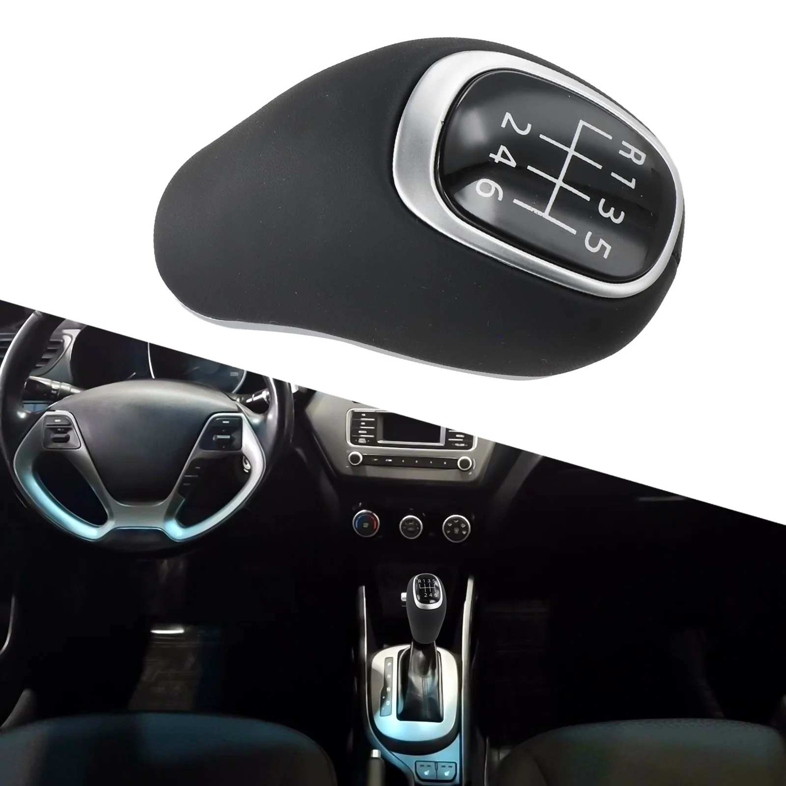 

6 Speed Leather Gear Shift Knob Shifter Lever Handle For Kia For Sportage For Venga For Rio 2016-2019 Auto Accessories