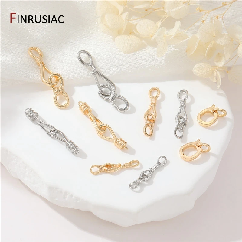 DIY Jewelry Making Accessories 14K Gold Plated Brass Necklace Bracelets Hook Clasps For Jewelry Making Supplies Findings