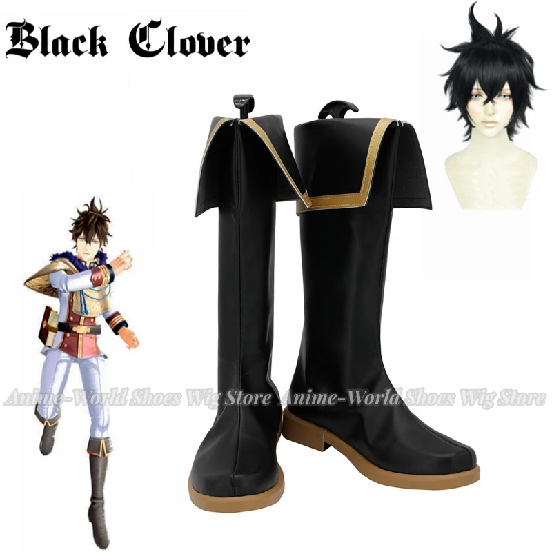 

Anime : Quartet Knights Yuno Cosplay Boots Black Shoes Wig Custom Made Any Size