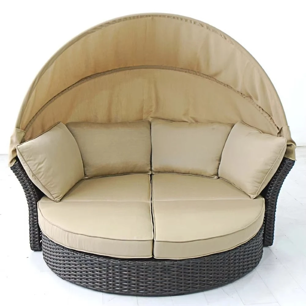 

Terrace Day Bed Love Seat 2-in-1 Conversion To Chair Couch For Outside Furniture Use In Patio Pool Lounge Deck
