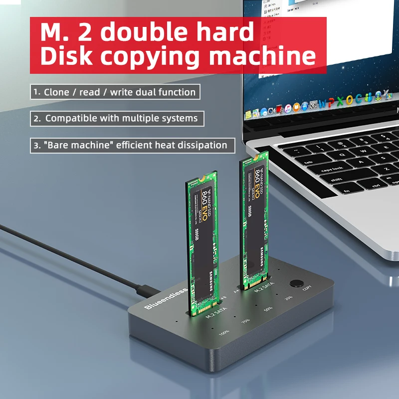 Novo ssd m.2 eficiente dissipação de calor docking station usb m.2 ssd externo caso m.2 nvme/ngff caso clone offline gabinete