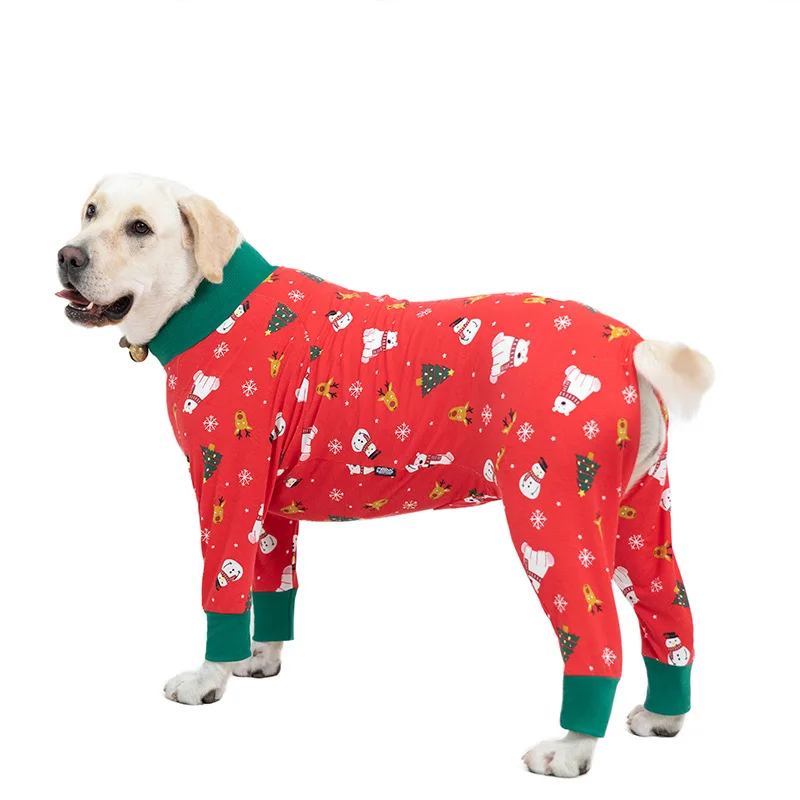 2024 Vestiti per cani di Natale per cani di piccola taglia Cani di taglia grande Cartone animato stampato Costume di Natale per cani Tuta