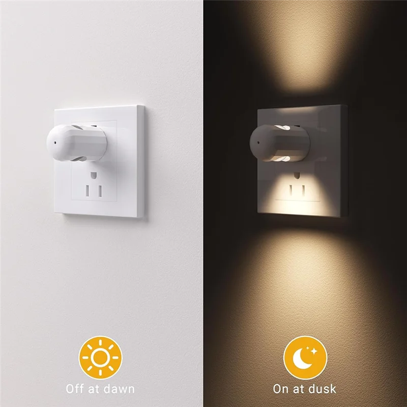 ไฟกลางคืนแบบเสียบปลั๊ก ABJO 6 ชิ้น ไฟ LED ส่องสว่างในเวลากลางคืนอัตโนมัติ, ไฟสร้างบรรยากาศสำหรับห้องนอนและทางเดิน ปลั๊กแบบ US