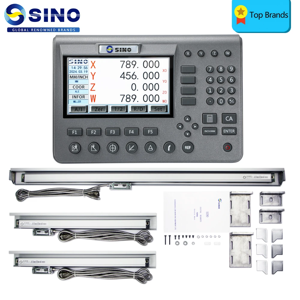 SINO SDS200 Metal 4 Axis LCD Digital Readout Display DRO Kit KA35 Glass Linear Scale Encoder For Lathe Grinder Millilling Dril