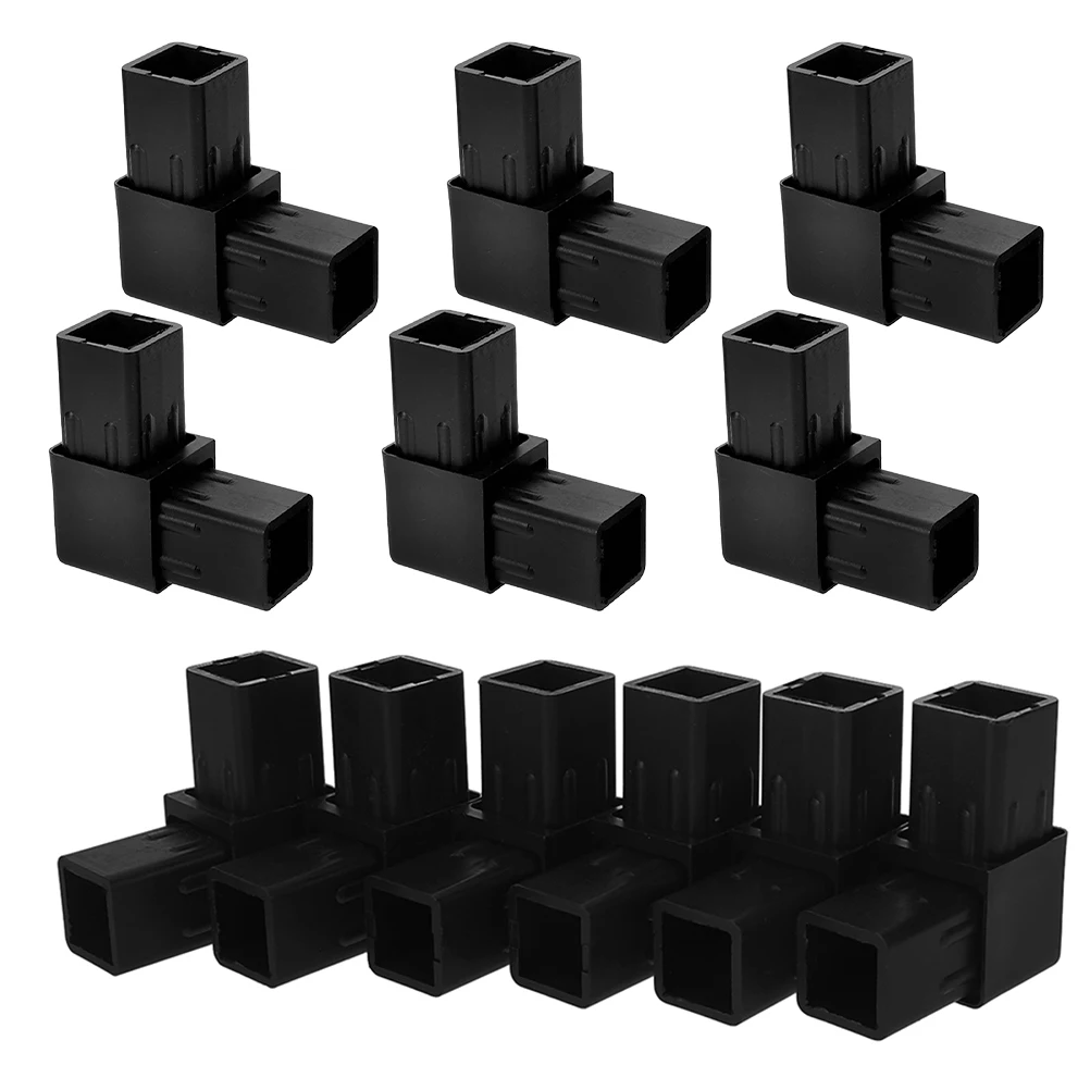 

12pcs Square Tube Connector Plastic L Shape Tubing Joint Support Fitting For Air Conditioner Frame Furniture Clamp