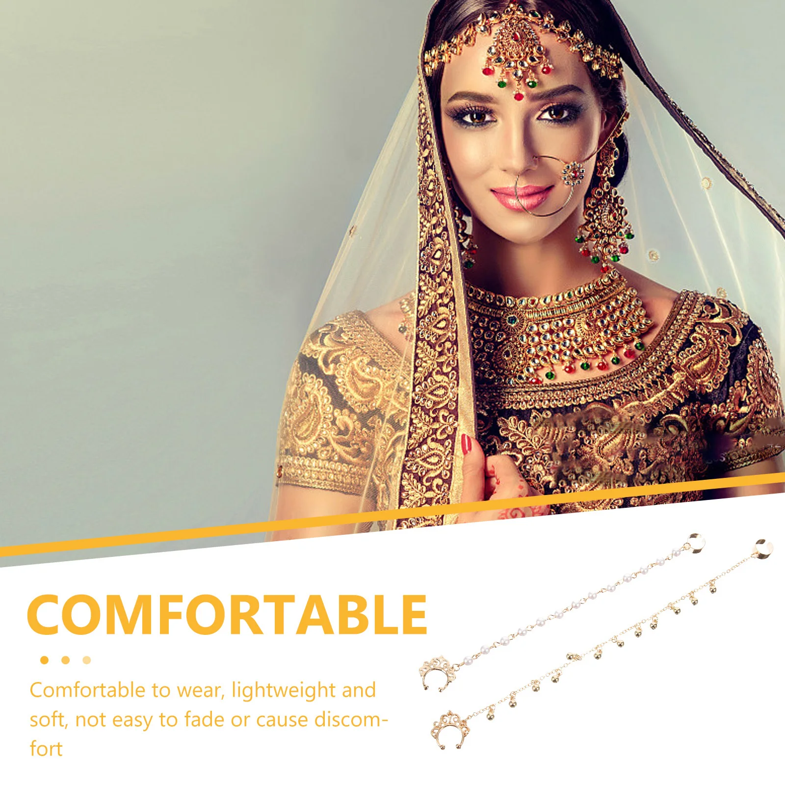 

2pcs Punk Tassel Chain Nose Ring Indian Ear To Nose Clip Dangle Earring Multi-Functional Lightweight Art Deco Jewelry Body