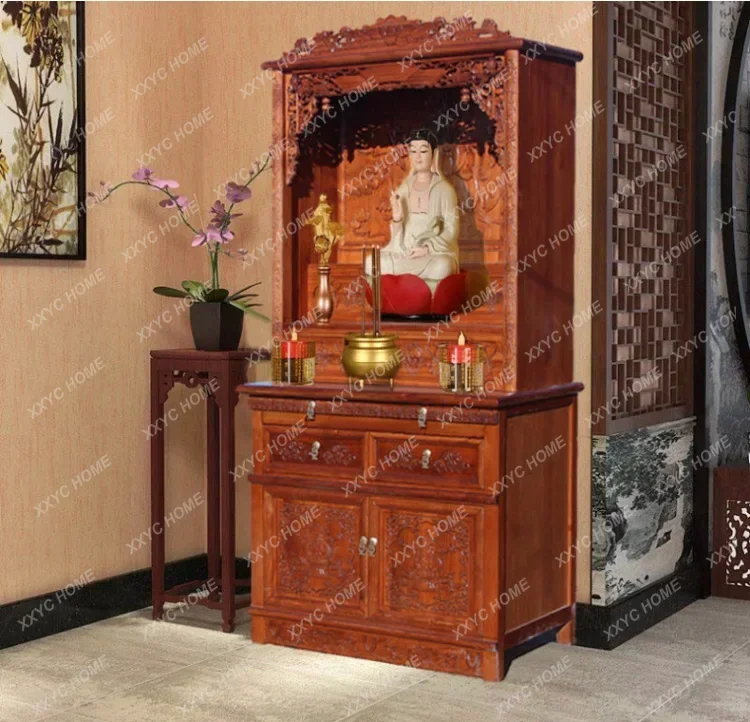 

Solid wood Buddha niche offering table, modern style God of Wealth Ye Shentai Buddha Hall Buddha statue offering table